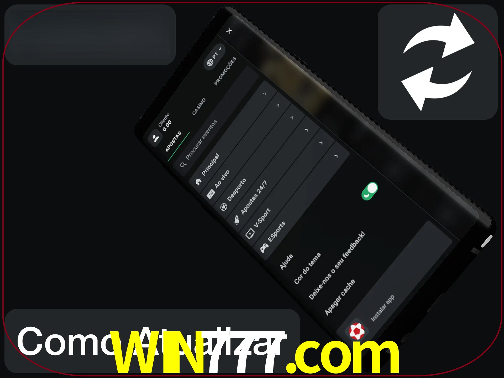 O aplicativo é atualizado automaticamente quando você faz o login.