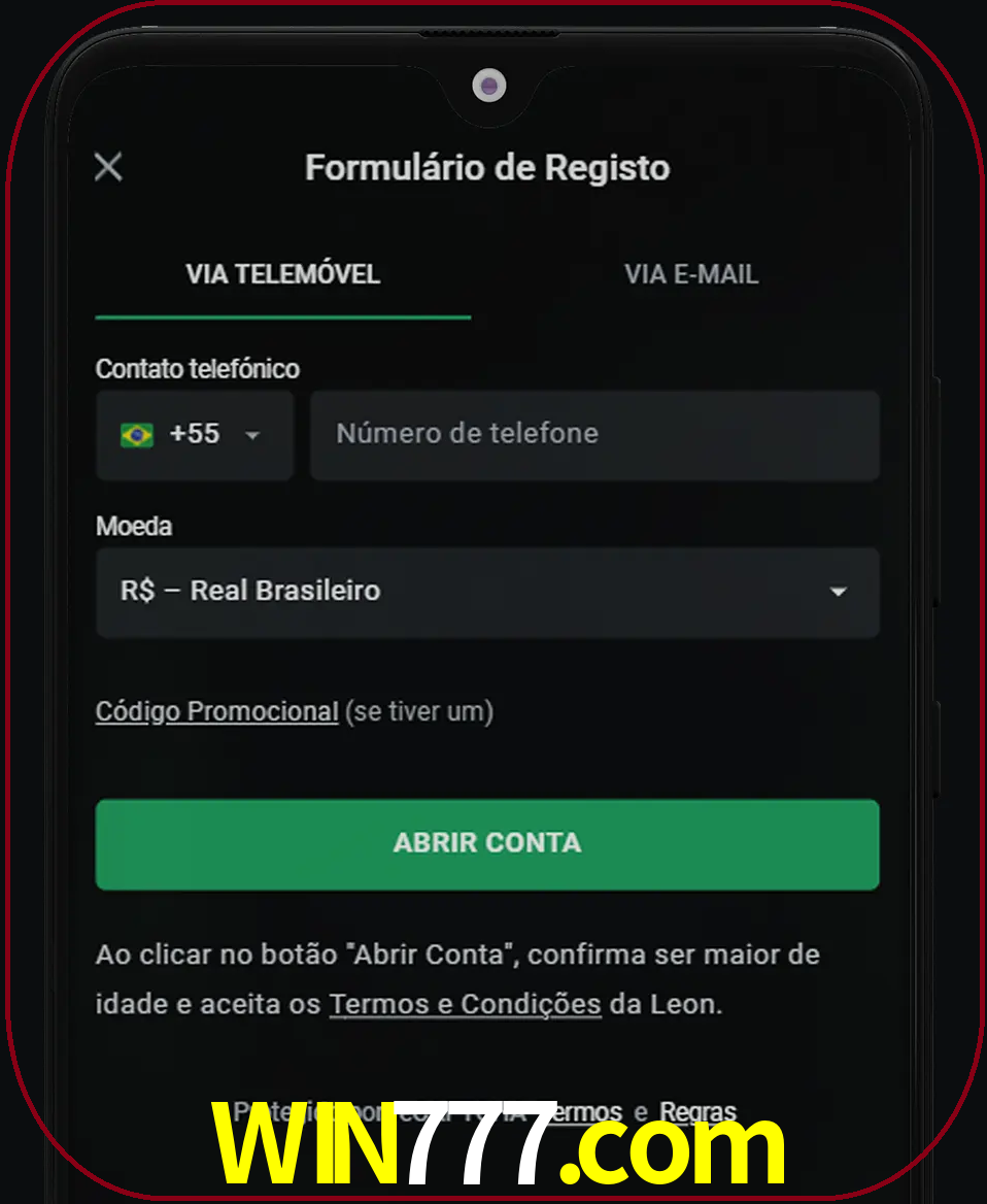 Abra o aplicativo e inicie o processo de registro.