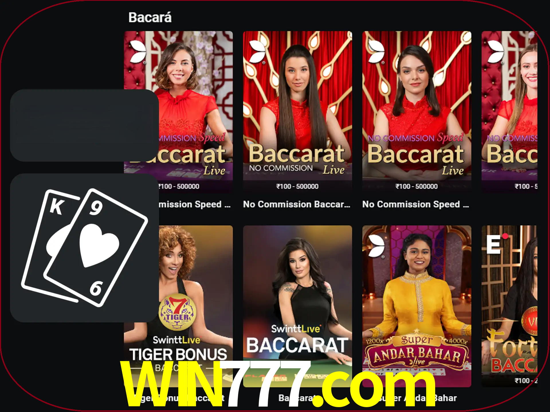 Ganhe muito dinheiro jogando jogos de bacará.
