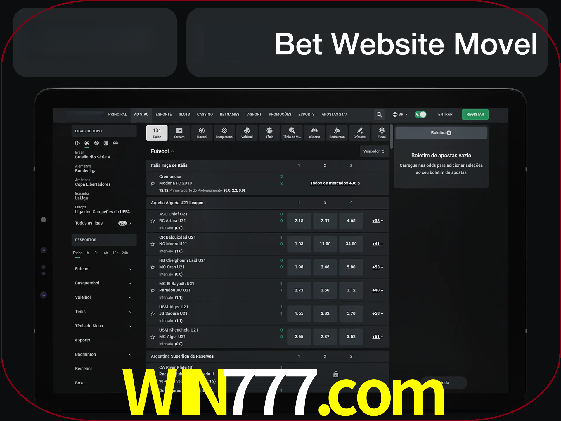 Use nosso website em qualquer dispositivo.